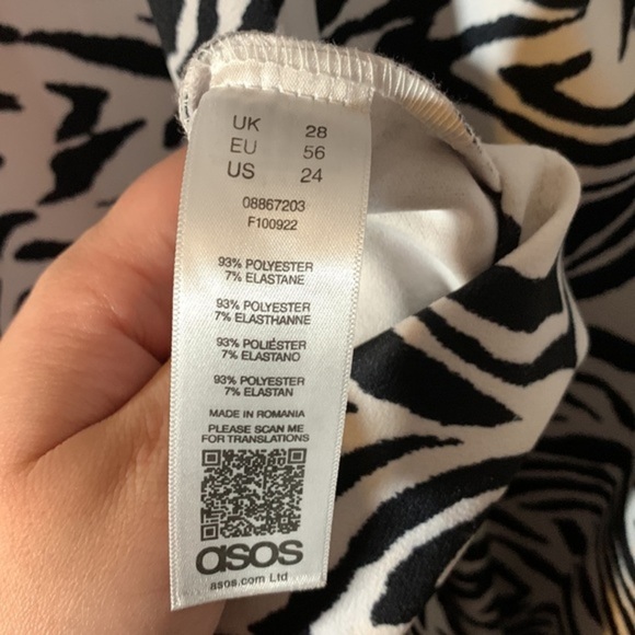 ASOS Curve Black & White Zebra Pencil Midi Dress NWT - Picture 11 of 12